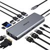 MOKiN Adattatore USB C Dual HDMI, 14 in 1 Docking station USB C 3 Monitore Dual HDMI 4K VGA,Gigabit Ethernet, USB 3.0/2.0, PD 100W, SD/TF,3.5 mm Audio per Lenovo Yoga, Dell XPS, HP ecc.
