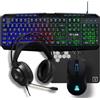 The G-Lab - Combo Natrium - Set tastiera mouse gamer 4 in 1 - Tastiera gamer AZERTY USB, RGB, 19 tasti Antighosting, Mouse gamer 6400 Dpi, Cuffie da gioco & Tappetino per mouse - PC/PS4/PS5-XBOX