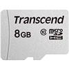 Transcend Scheda di memoria microSDHC 300S Classe 10 da 8 GB con fino a 95/45 MB/s (per smartphone, fotocamere digitali e console Nintendo Switch) senza adattatore SD - TS8GUSD300S