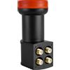 Megasat Diavolo Quattro LNB - LNB universale (per funzionamento con multiswitch, connettori F placcati oro, per esigenze elevate, 0,1 dB di rumore) - Nero/Rosso