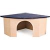 Croci Wood Corner House Blue Rood - Casetta in legno per criceti, piccoli animali domestici, porcellini d'india, Forma Angolare, Tetto Blu, 29X13X21 CM