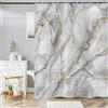 ASDCXZ Tenda da doccia effetto marmo 150 x 180 cm, moderna astratta grigio bianco oro effetto marmo texture colorata lavabile tende da doccia in poliestere tessile impermeabile tenda da bagno per