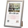 3-B Cornice portafoto MEGA - Argento - 20x30 cm - Cornice in legno, cornice per foto, cornice per ritratti con vetro acrilico