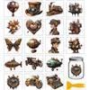 GLOBLELAND 18 fogli di Adesivi Trasferibili Steampunk Vintage per Macchine In Metallo 3.9x3.6 Pollici UV Adesivi per Tazze Decalcomanie per Mongolfiere Bottiglie di Vetro Vasi e Artigianato