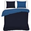 Morbidissimi Set Copripiumino Bicolore 100% Cotone, sacco e 2 federe Double Face, 100% Made in Italy, Una piazza e mezza, Blu-Royal