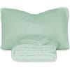 Morbidissimi Set Lenzuola Completo Letto in Pile Coral Tinta Unita, Termico, Morbido, Caldo per Letto Singolo Salvia