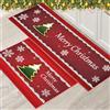 PORJDN Set di tappeti natalizi per interni, tappeto rosso, zerbino di Natale, passatoia per cucina, decorazione per la casa, lavabile, stile D, 43 x 150 + 43 x 75 cm