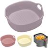 MeYuxg Pirofila rotonda in ceramica, per friggitrice ad aria calda, 18,5 x 16,5 x 5,5 cm, per lasagne, patatine fritte, zuppa (viola)