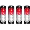 yifengshun 4pcs 12-24V Ultra Sottile Lampeggiante Emergenza Avvertimento Strobo Luci Luce - 4LEDS Flash Warning Light Bar - Auto Moto Truck-Rosso e Bianco