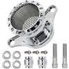Baceyong Filtro Aria Moto, Kit Sistema di Aspirazione Filtro Aria Moto, Compatibile con Harley Sportster Iron 883 XL883 XL1200 Forty Eight 48 Seventy Two 72 1991-2016, Argento Cromato