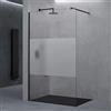 doporro Walk in Box Doccia 70x200 cm, Parete Doccia Fissa in Vetro Temperato 10 mm Anti Frantumi con Fascia Satinata, Barra Stabilizzatrice e Profilo Nero Opaco - Bremen01k