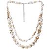 COOLSTEELANDBEYOND Collana Perle Marmorizzate Donna Doppio Filo Perle Acriliche Marroni Bianche Gioiello Statement