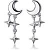 SLUYNZ Orecchini da donna, in argento Sterling 925, con motivo luna, in argento Sterling, senza gemme