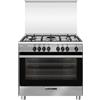 Glem Gas Cucina a Gas 5 Fuochi Forno Elettrico Ventilato con Grill Larghezza x Profondità 90x60 cm Classe A colore Acciaio Inox - SA965MI6
