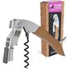 Koala Cavatappi professionale a due tempi KOALA TITAN - Acciaio inossidabile, doppia leva brevettata, apribottiglie per vino sommelier robusto ed ergonomico. Finitura in legno