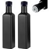 mikken 2 x bottiglie di olio da 250 ml con beccuccio erogatore olio bottiglia di vetro nero con etichette incluse
