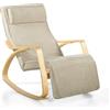 Brigros WeHome - Sedia A Dondolo Swing Amor Con Braccioli In Legno, Rocking Chair, Poltrona A Dondolo Con Poggiapiedi Regolabile, Poltrona Salotto, Poltrona Camera Da Letto (Tessuto, Beige)