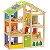 Hape E3401 - Casa 4 Stagioni in Legno per Bambini Vincitore del Premio Migliore Casa da Bambole con Mobili, Accessori e Scale amovibili e con Tetto dalle Diverse Stagioni