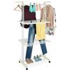Relaxdays Stendibiancheria Verticale, Stendino Pieghevole a Torre, Ruote HLP: 179x126x63,5 cm, Ferro e Plastica, Bianco