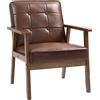 HOMCOM Poltrona in pelle sintetica, schienale capitonné, gambe in legno massiccio, 64x66x80cm, marrone | Aosom Italy