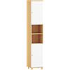 HOMCOM Colonna Bagno con 2 Armadietti e Ripiani Aperti, Mensole Interne Regolabili, 30x30x166 cm, Bianco e Legno | Aosom Italy