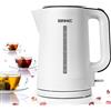 Duronic EK17 WE Bollitore acqua elettrico 2200W Capacità 1,7 L Spegnimento automatico Base rotazione 360° Filtro anticalcare Bolli acqua nero Per Acqua Tè Tisane Caffè Compatto Bianco