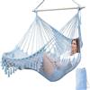 Chihee Sedie Sospese Sedia amaca super grande Sedia a corda in cotone morbido,Forte barra di diffusione in metallo pieghevole Ampio sedile pizzo Stretch Swing sedia Decorazione a tema interni,esterni