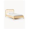 Westwing Collection Letto singolo in legno con testiera in vimini Jones - Beige