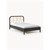 Westwing Collection Letto singolo in legno con testiera in vimini Jones - Beige