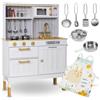 mamabrum Cucina in Legno Mamabrum per Bambini 3+ | Set Completo con Grembiule, Accessori, Fornello, Pentole, Microonde, Forno e Lavello