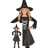 FIESTAS GUIRCA Costume da strega argentata per bambina, con cappello da strega e abito da strega, argento e nero, cintura - costumi di Halloween per bambine dai 7 ai 9 anni