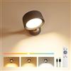 FULEN Applique a LED, Lampada da Parete con Batteria Ricaricabile da 8000 mAh, Touch e Telecomando, Rotazione a 360°, 18 Colori, Lampade da Parete per Soggiorno, Camera da Letto, Nero 1 Pezzo