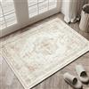 HUGEAR Vintage Tappeto Ingresso Interno Crema Tappeti 60x90cm Antiscivolo Lavabile in Lavatrice Tapette Cucina Camera da Letto Entrata Scendiletto Ufficio Pelo Corto Piccolo Carpet
