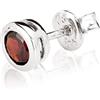 NKlaus Orecchini a perno singoli da 6,0 mm in argento Sterling 925 Orecchini con montatura in granato placcati in rodio 3768