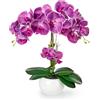 PASCH® Orchidee Artificiali in Vaso di Ceramica Lucida (40 cm), Come Reali, Fiori Artificiali