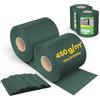 VOUNOT® Telo Frangivista in PVC per Recinzione Giardino, 19cm x 140m, 450 g/m², Strisce per Protezione della Privacy, Rotolo Frangivista con Clips di Fissaggio, Verde