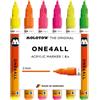 Molotow One4All 127HS - Set di 6 pennarelli acrilici neon (spessore del tratto 2,0 mm, altamente coprenti e permanenti, ad asciugatura rapida, ricaricabili, per quasi tutte le superfici, 6 pezzi