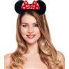 HENBRANDT Minnie Mouse Ears su Alice Band con fiocco rosso e bianco a pois per adulti/bambini - Accessorio per travestimento - Decorazione regalo - UK (fiocco rosso a pois)