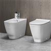 COPPIA SANITARI VASO BIDET E COPRIVASO RALLENTATO GEBERIT SMYLE SQUARE A TERRA RIMFREE