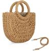 FENBEN Borsa a tracolla da donna in paglia estiva spiaggia weave borsa a tracolla, marrone, taglia unica