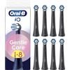 Oral-B Testine di Ricambio iO Gentle Care Nere per Spazzolino Elettrico Oral B, 8 Testine Rotonde Autentiche per Gengive Sensibili, Setole angolate per rimuovere la placca