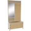 Home ESPRIT Appendiabiti con specchio Home ESPRIT Naturale Rattan Legno di paulownia Specchio 92 x 40 x 181 cm