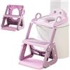 MomTend Riduttore Wc Bambini con Scaletta, 2 In 1 Scaletta Wc Per Water Bambini con Struttura a Triangolo, Paraspruzzi Estesi Regolabile e Pieghevole Sgabello Antiscivolo, Adattatore per Bambino e Cuscino