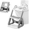 MomTend Riduttore Wc Bambini con Scaletta, 2 In 1 Scaletta Wc Per Water Bambini con Struttura a Triangolo, Paraspruzzi Estesi Regolabile e Pieghevole Sgabello Antiscivolo, Adattatore per Bambino e Cuscino