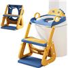 MomTend Riduttore Wc Bambini con Scaletta, 2 In 1 Scaletta Wc Per Water Bambini con Struttura a Triangolo, Paraspruzzi Estesi Regolabile e Pieghevole Sgabello Antiscivolo, Adattatore per Bambino e Cuscino