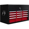 HOMCOM Cassetta Porta Attrezzi a 6 Cassetti con Serratura, Cassettiera per Attrezzi in Acciaio con Guide a Sfera e 2 Maniglie, 60x26x34 cm, Nero e Rosso