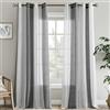 EMEMA Tende a righe trasparenti con occhielli Tende in voile Soggiorno moderno Set di 2 tende Camera da letto Trasparente con motivo Tenda a righe semitrasparente 140 x 300cm Bianche e Grigie