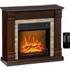 HOMCOM Camino Elettrico con Cornice e Effetto Fiamma Realistico a 3 Luminosità Regolabile, Stufa Caminetto Elettrico 1800W con Telecomando, Termostato, Timer e Riscaldamento Regolabile, Marrone