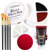 DE'LANCI Set di trucco SFX per Halloween, sangue artificiale e colori rosso, nero e bianco per viso e corpo, per bambini e adulti, trucco da Halloween, sangue scenico per costumi da vampiro, zombie, clown e