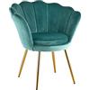 Baroni Home Poltrona Imbottita con Schienale a Conchiglia in Velluto Tiffany con Gambe in Oro, Poltrona da Salotto e Camera da Letto, Super Confortevole, Poltrona Relax 69x71x84 Cm